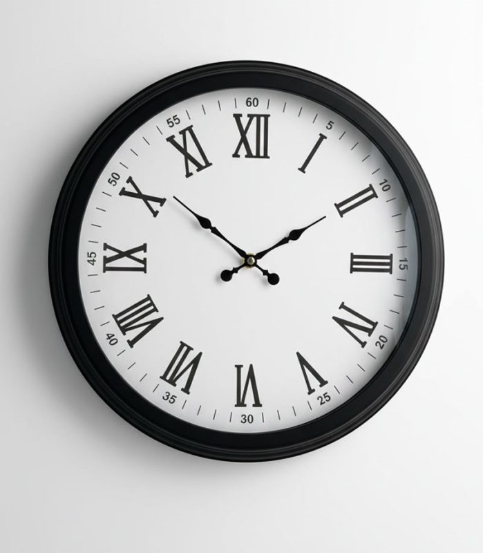 Metal Siyah Latin Duvar Saati | 40 cm | Butik Saat