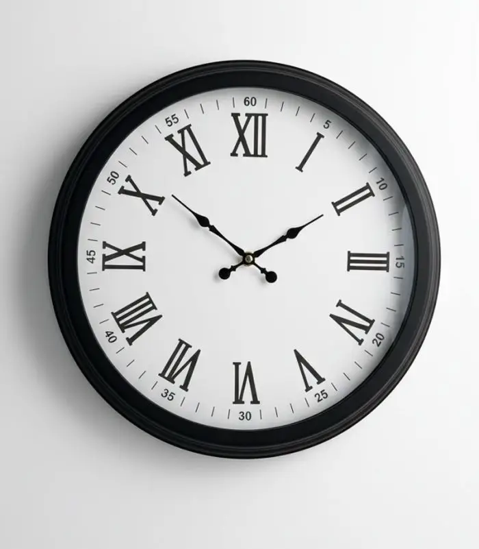 Metal Siyah Latin Duvar Saati | 40 cm | Butik Saat