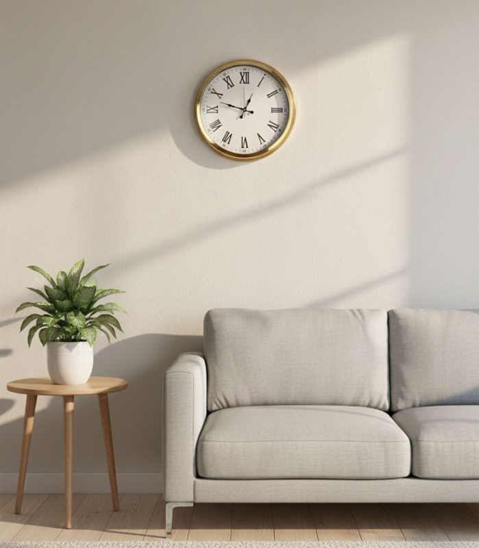 Metal Altın Rengi Duvar Saati