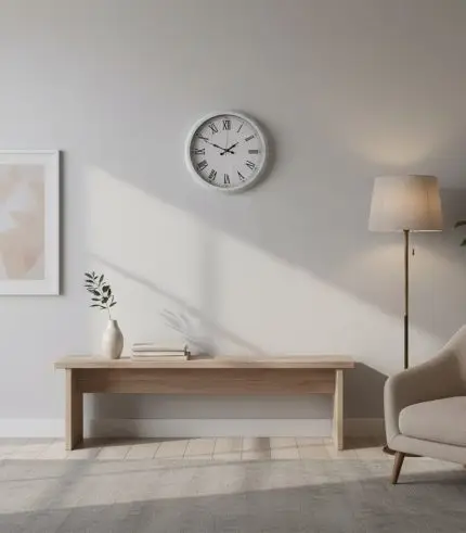 Metal Retro Beyaz Duvar Saati