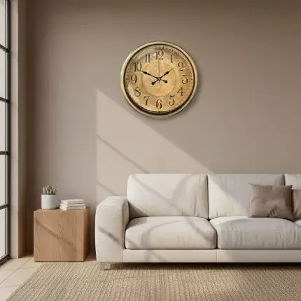 Metal Antik Gold Eskitme Duvar Saati | 52 cm | Butik Saat