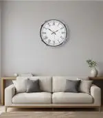 Metal Ofis Romen Krom Duvar Saati | 52 cm | Butik Saat