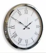 Metal Ofis Romen Krom Duvar Saati | 52 cm | Butik Saat