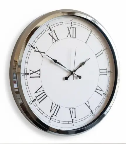 Metal Ofis Romen Krom Duvar Saati | 52 cm | Butik Saat