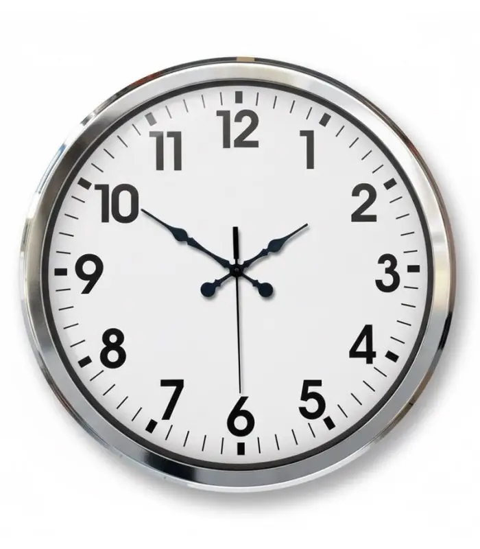 Metal Ofis Krom Duvar Saati | 52 cm | Butik Saat