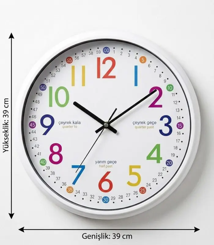Okul-Sınıf-Çocuk-Öğrenci Sessiz Metal Duvar Saati
