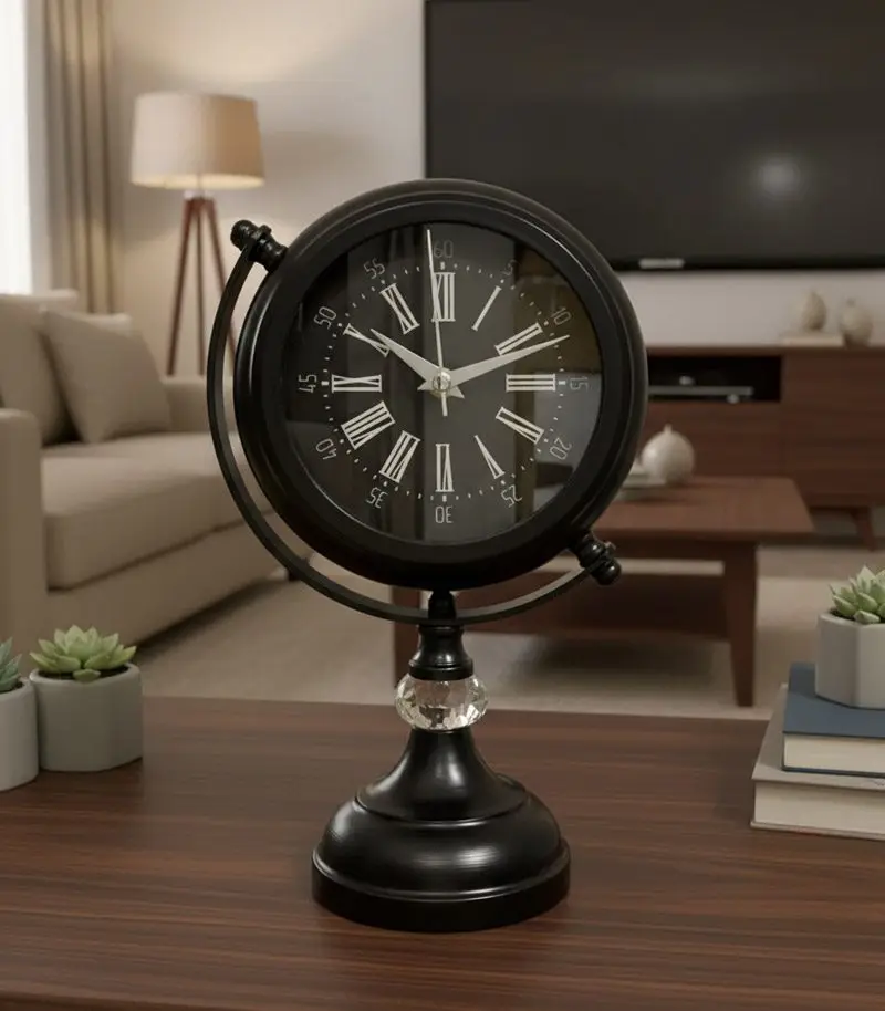 Elmas Modeli Siyah Metal Masa Saati | 31 x 18 xm | Butik Saat