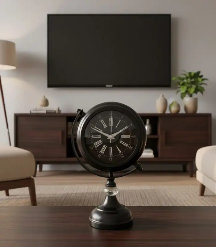 Elmas Modeli Siyah Metal Masa Saati | 31 x 18 xm | Butik Saat